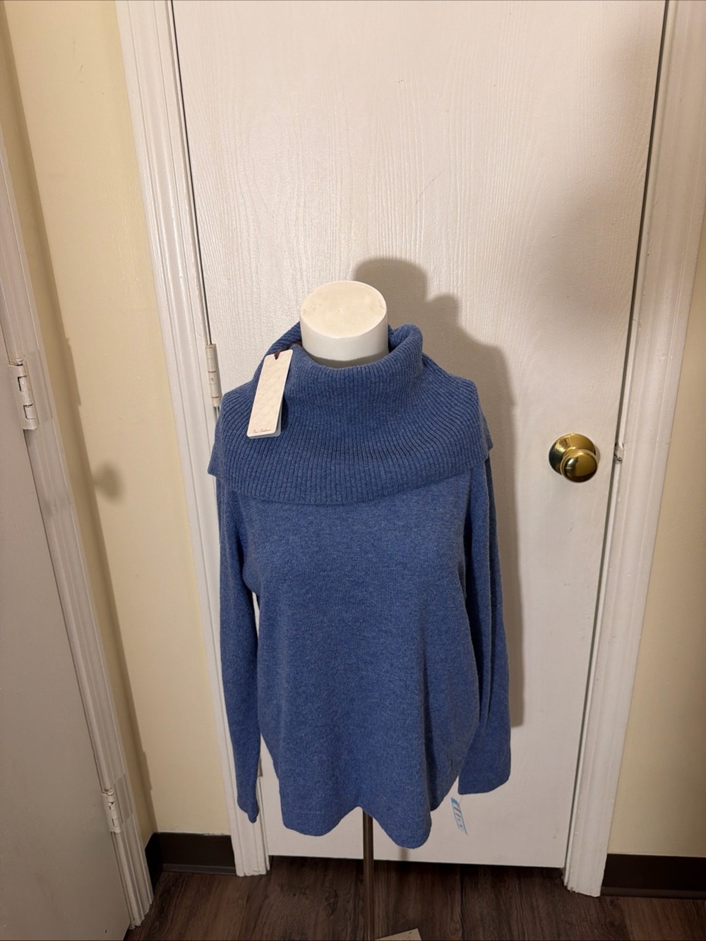 Blooming Amsterdam Pure Cashmere Cowl Neck Pullover Blue Sz Small NWT